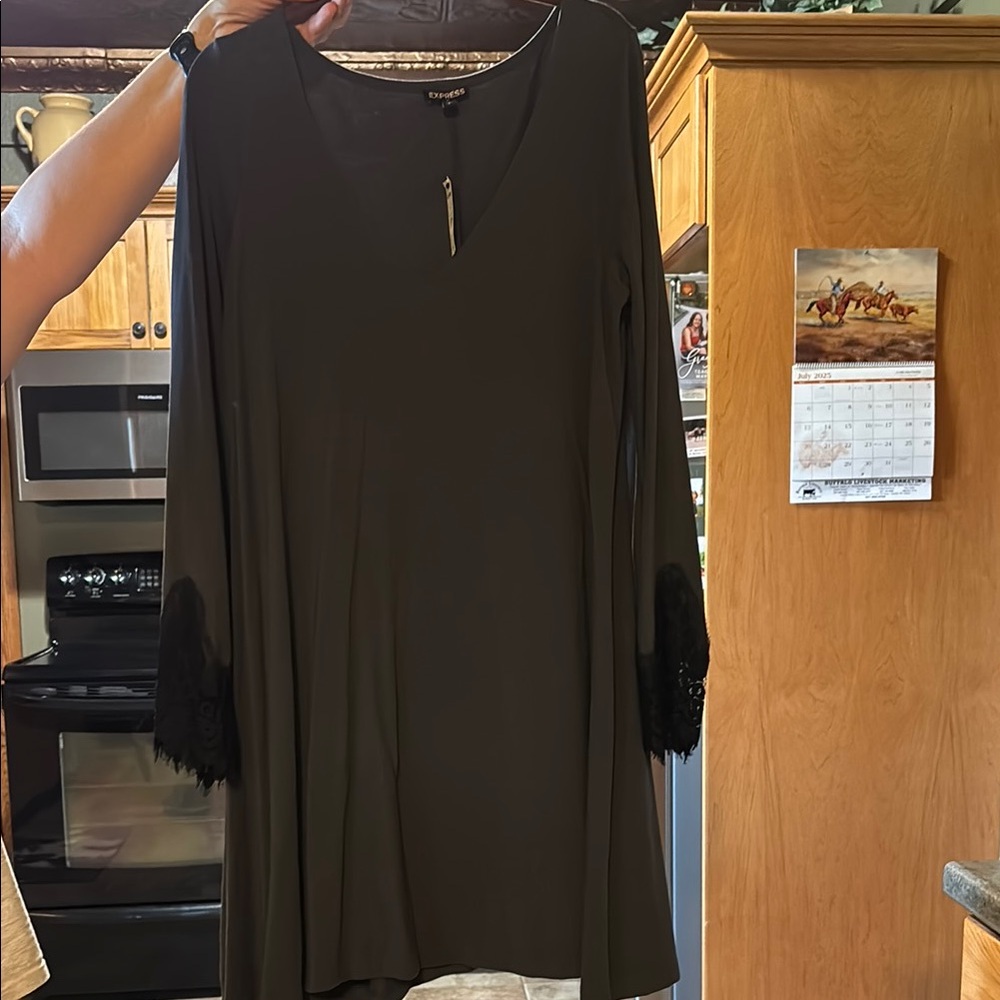 Express Charcoal Gray V-Neck Top